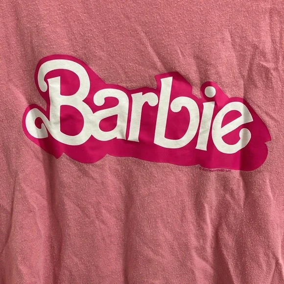 Old Navy Women's Pink Barbie Short Sleeve Graphic Tee Shirt Top - Picture 3 of 5